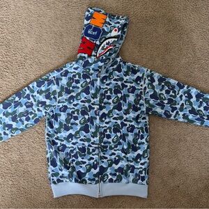 Bape Blue Camouflage Shark Hoodie